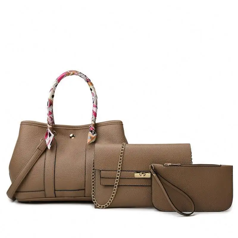 Set Women Composite Bags 2022 Fashion PU Khaki Handbag 3Pcs Bag for Trending Women Shoulder Hand Bags