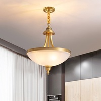 Plafonnier LED en cuivre à tête unique pour restaurant américain pour chambre à coucher, bureau, jardin, escalier, balcon et allée, éclairage en laiton