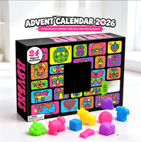 Coffret de compte à rebours de Noël 2026 en résine, boîte mystère à 24 compartiments pour enfants, jouet anti-stress souple, surprise de vacances