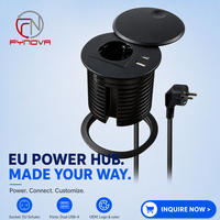 Prise de courant encastrée de bureau 80 mm avec chargeur USB 20W et prise Schuko allemande, prise de courant européenne ronde pour bureau, prise USB-C Euro