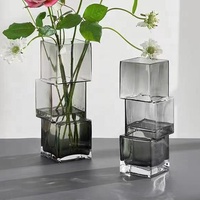 Vase d'art de style avancé Décoration Vase transparent en verre de luxe léger