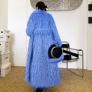 <span class=keywords><strong>Abrigo</strong></span> Largo de Felpa Sintética con Cuello de Frutas y Cinturón, Estilo Europeo YZ, para Mujer - Product Image 4