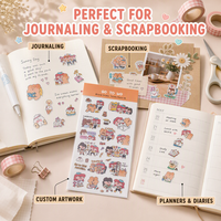 Feuilles d'autocollants en vinyle découpés sur mesure, imperméables, esthétiques, avec support en carton pour journalisation et scrapbooking