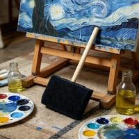 Pinceau à peinture en mousse avec manche en bois léger de 4 pouces
