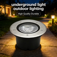 مصباح أرضي دائري LED بجهد 220 فولت تيار متردد/24 فولت تيار مستمر، غطاء ألومنيوم COB، مقاوم للماء IP67، ضوء أبيض دافئ 3500 كلفن، مع تحكم عن بعد، للتركيب تحت الأرض