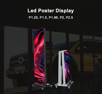 Écran LED mobile ultra-fin sur pied pour affichage publicitaire en magasin et utilisation en ascenseur avec design pliable et Wi-Fi intégré