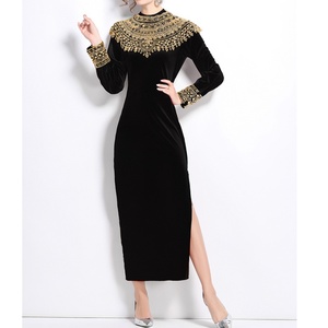 Giản Dị Dài Ăn Mặc 2025 Nhung Pháp Ăn Mặc Của Phụ Nữ Thanh Lịch Sang Trọng Cho Nữ Thần Chic <span class=keywords><strong>Parisian</strong></span> Phong Cách Giản Dị Dresses Cho Phụ Nữ - Product Image 3