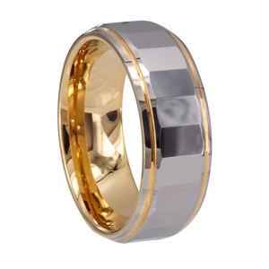 CHENG JEWELERS Joyería <span class=keywords><strong>de</strong></span> Moda, Anillos <span class=keywords><strong>de</strong></span> Matrimonio <span class=keywords><strong>de</strong></span> Tungsteno con Baño <span class=keywords><strong>de</strong></span> Oro <span class=keywords><strong>de</strong></span> 18k y Superficie Facetada <span class=keywords><strong>de</strong></span> 8mm <span class=keywords><strong>para</strong></span> <span class=keywords><strong>Hombre</strong></span> - Product Image 5