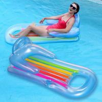 Arc-en-ciel pliant gonflable salon d'eau avec porte-gobelets piscine flottante radeau piscine lilo de natation avec dossier