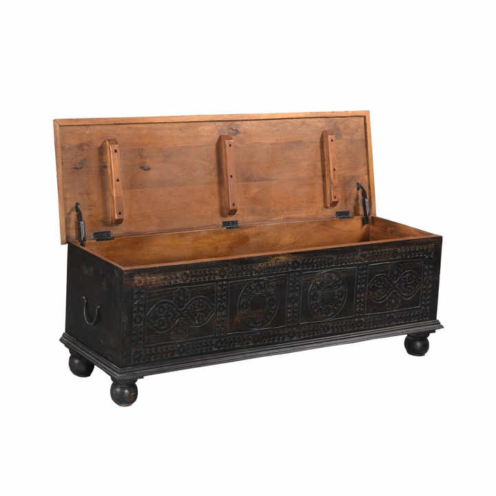 54\" HMS Black Solid Wood Distressed Lift Top Coffee Table