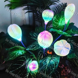 Sculpture de fleur fantastique en fibre de verre personnalisée avec éclairage LED pour la décoration paysagère extérieure - Product Image 4