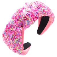 Bandeau large à paillettes coréennes avec nœud filet rouge brillant bandeau de voyage doux tempérament fée accessoires pour cheveux approvisionnement transfrontalier