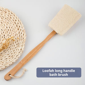 Cepillo de baño de malla de lufa con mango largo de madera, cepillo exfoliante de lufa natural para espalda, toalla de fregado desmontable, cepillo de baño reemplazable - Product Image 4
