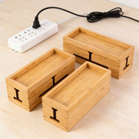 Boîte de gestion de câbles USB, aux style rétro colorées, en bambou, pour organiser les fils électriques de TV, ordinateur, Hub