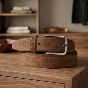 Wholesale Suede Leather Belts for <b>Men</b> Custom Buckle Logo Fashion Supplier from Divine International - Product Image 1