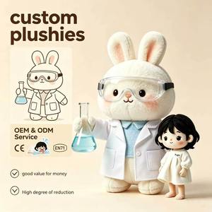 Peluche Coniglio in Camice Bianco da Scienziato di Laboratorio, Mascotte Personalizzata per Istituti di Ricerca Scolastici, Regalo per la Divulgazione Scientifica - Product Image 1