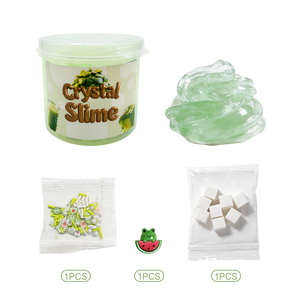 Cute Frog Watermelon Green Crystal Slime Kit, Non-Sticky DIY Stress Relief Kids Slime <b>Toy</b> Bulk Wholesale - Product Image 2