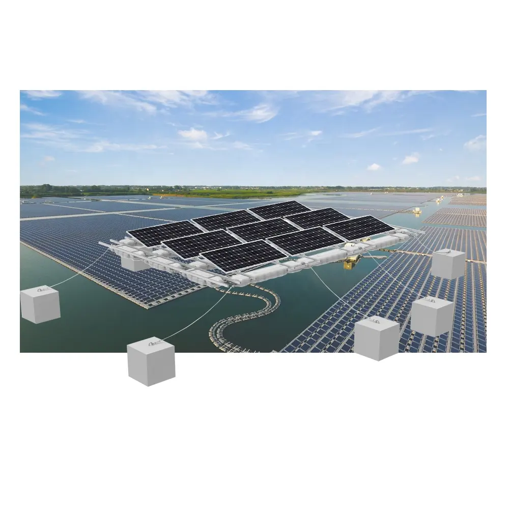 Système d'énergie solaire de surface à eau PE-HD Support de montage flottant solaire à flotteur Pv