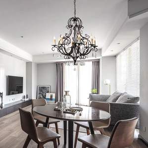 New Design European Design Elegant Villa Loft Stair Big Candle K9 Crystal Black <b>Chandelier</b> Lighting - Product Image 4