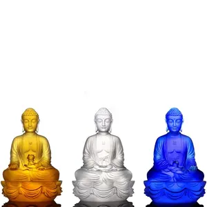 Estatua de Buda de cristal Liuli Glass Hecho de viejos métodos tradicionales Liuli Buddha