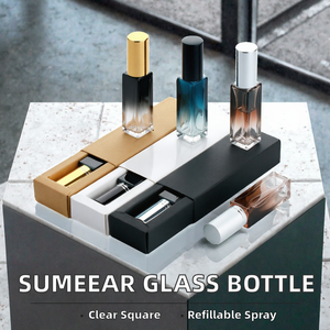 Envase Ecológico Recargable, Botella de Perfume Cuadrada de Vidrio Transparente con Atomizador de 10 ml para Envasado de Cosméticos - Product Image 2