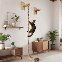 Ropecube Arbre à chat mural moderne avec corde d'escalade, griffoir, grande échelle, plateforme de repos, structure à niveaux pour salon