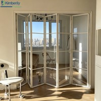 Porte pliante en verre à cadre en aluminium moderne pour l'extérieur, porte patio pliante à double battant à cadre en aluminium pour le marché américain