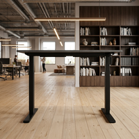 Bureau assis-debout électrique à moteur unique en acier massif avec pieds télescopiques à 2 niveaux, hauteur réglable, stabilisateur ergonomique pour la maison et le bureau