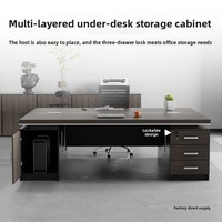 Ensemble bureau et chaise de direction, design minimaliste et élégant, bureau informatique pour deux personnes avec tiroirs, conception intégrée pour le travail en face-à-face