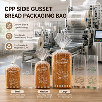 Sacs à pain transparents à soufflets latéraux en CPP de qualité alimentaire avec impression hélio personnalisée pour sandwichs, toasts et produits de boulangerie maison