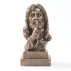 marrón estatua de jesús Suppliers-Manualidades creativas de resina para decoración del hogar, adornos de resina de Dios Jesús, regalos creativos