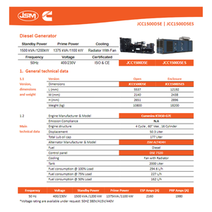 เครื่องกำเนิดไฟฟ้าดีเซลแบบเงียบ ByCummins 1500kva 1200kw 110kw พร้อมตู้ครอบ 3 เฟส 400/230V 50Hz สำหรับโรงงาน โรงแรม ห้างสรรพสินค้า ได้รับมาตรฐาน ISO CE - Product Image 6
