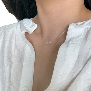 Collier clavicule invisible en pierre de raisin vert clair naturelle, perle d'eau douce naturelle, série de guérison, simple, beau et naturel - Product Image 5