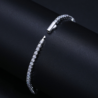 Pulsera de Joyería Fina de Plata de Ley 925 con Moissanita VVS que Pasa la Prueba del Diamante, Cadena de 2mm 2.5mm, Pulsera Tenis para Mujeres, Niñas y Amigas