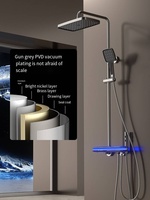 2023 Salle de bain mural exposé douche mitigeur pistolet gris pluie salle de bain affichage de la température kit de douche