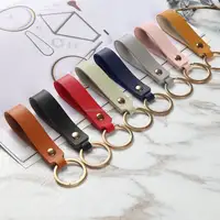 WD benutzer definierte Logo leere Leder Schlüssel anhänger hand gefertigte vegane Kunst pu Leder Auto Riemen Schlüssel bund Halter