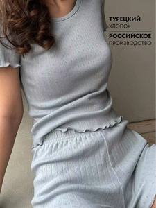 Ladies Soft Elastic Waist <strong>Summer</strong> Short Sleeved Round Neck Two Piece Women's Pajamas Set Homewear Sleepwear Customizable <strong>Pjs</strong> - Product Image 5