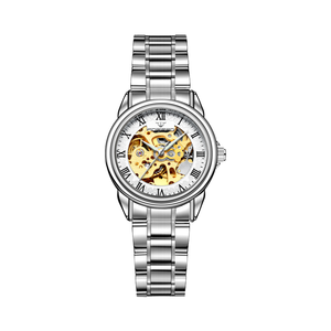 8866 Men's Fully <b>Automatic</b> Skeleton Stainless Steel Mechanical Watch Luxury Waterproof <b>Wristwatch</b> Double Sided Leather Strap - Product Image 1