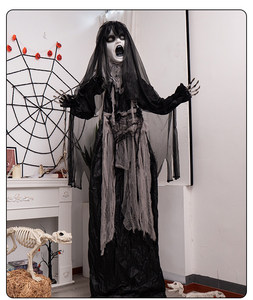 Halloween: Figura di zombie femminile con bocca aperta da 2,3 m, per casa infestata, cortile, orrore luminoso, fantasma in piedi con sensore elettrico - Product Image 4