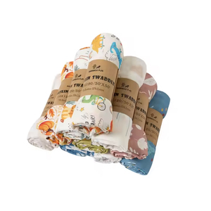 Tessuto di mussola di bambù con stampa digitale eco-friendly quadrati coperta di bambù per neonati a doppio strato - Product Image 4