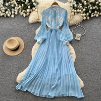 Robe longue plissée élégante à bandage pour femme, style Empire, collection automne