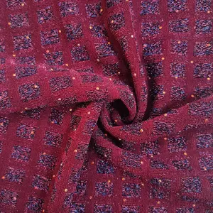 Hejin Custom High Quality Stone Work Beaded Soft Stretch Knit Sparkle Shiny Lurex Jacquard Fabric for Women Dress Clothing