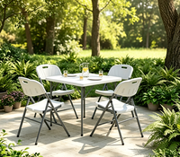 Table de repas pliable moderne en panneaux HDPE, portable, légère, facile à ranger, imperméable, pour pique-nique extérieur, fête, entrée de villa