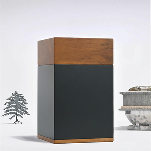 Urne funéraire de luxe en bois de noyer noir pour animaux et humains, forme carrée, faite à la main avec sac pour cendres humaines - Product Image 3