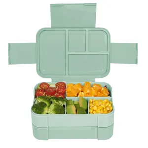 Новый дизайн, 2 слоя, 6 отделений, детский герметичный контейнер для пищевых продуктов, герметичный Ланч-бокс для бенто с ложкой и народным