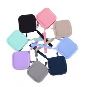 Customized Mini Silicone Coin Storage Bag Zipper Closure Interior Pocket Portable <b>Cable</b> Bag for Back School/Business/Travel - Product Image 1