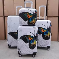 Ensemble de bagages à roulettes avec impression papillon ABS+PC, valise de voyage pour femmes, spinner haute capacité, sac de cabine à roulettes
