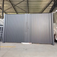 Puerta Principal de Patio Rústica de Aluminio de Alta Calidad, Puertas Automáticas Abatibles para Entrada de Vehículos