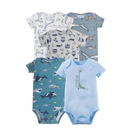 Lot de 5 barboteuses d'été 100 % coton à manches courtes pour bébés garçons et filles, collection 2026