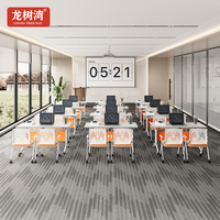 Mesa de Entrenamiento Moderna con Tapa Abatible, Escritorio Plegable para Conferencias con Ruedas, Muebles de Oficina Plegables para Sala de Capacitación